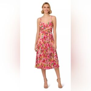 Adrianna Papell Multicolor Floral Midi Dress